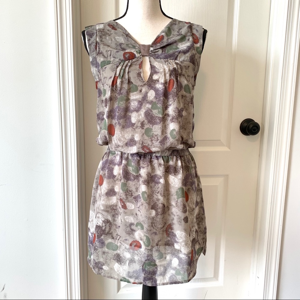 ANTHROPOLOGIE LUMIERE Gray Watercolor Dress—SZ. Sm